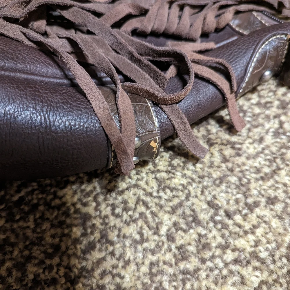 Montana West western fringe brown shoulder bag - Picture 3 of 10